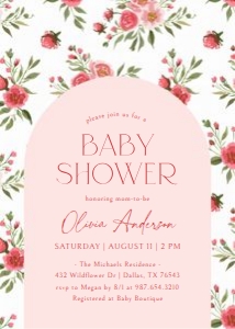 Baby Shower Invitation - Preppy Pink Floral design preview