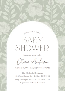 Baby Shower Invitation - Green Peonies design preview