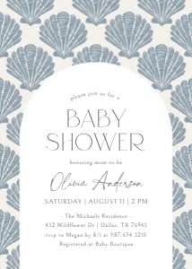 Baby Shower Invitation - Blue Sea Shells design preview
