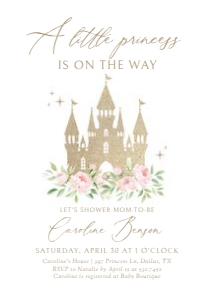 Baby Shower Invitation - Gold Princess Castle design preview