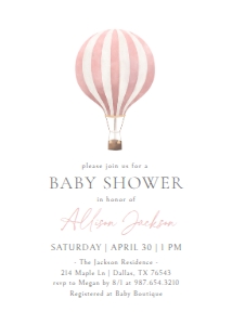 Baby Shower Invitation - Hot Air Balloon (Pink) design preview