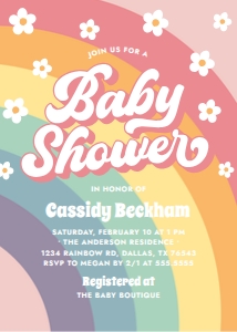 Baby Shower Invitation - Retro Rainbow design preview