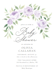 Baby Shower Invitation - Purple Floral Arch design preview