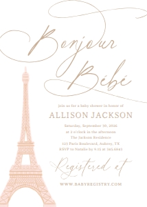 Baby Shower Invitation - Bonjour Bebe design preview