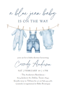 Baby Shower Invitation - Denim (Blue Jean Baby) - 1102 design preview
