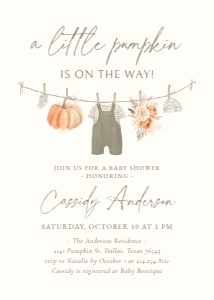 Baby Shower Invitation - Boy Pumpkin Clothesline - 1106 design preview