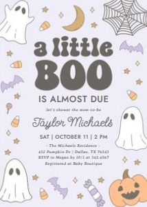Baby Shower Invitation - Little Boo (Purple) design preview