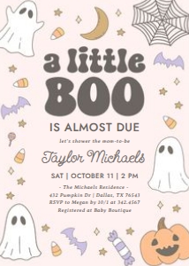 Baby Shower Invitation - Little Boo (Light Pink) design preview