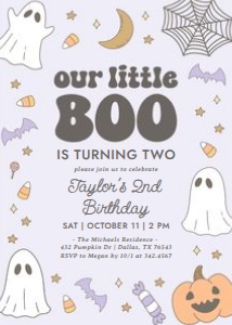 Birthday Invitation - Little Boo (Purple): Birthday Invitation - Little Boo (Purple)