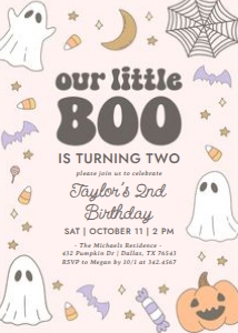 Birthday Invitation - Little Boo (Light Pink): Birthday Invitation - Little Boo (Light Pink)