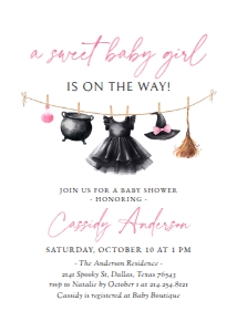 Baby Shower Invitation - Witch Clothesline design preview
