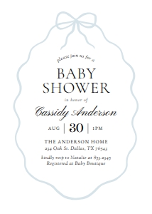 Baby Shower Invitation - Black Wavy Bow design preview