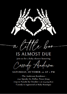 Baby Shower Invitation - Skeleton Heart Hands design preview