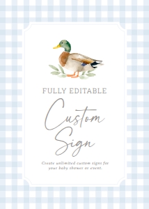 Custom Sign - Blue Gingham Duck - 1108 design preview