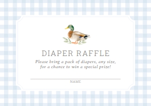 Diaper Raffle Ticket - Blue Gingham Duck - 1108 design preview