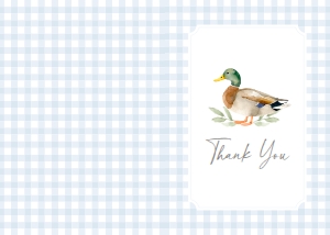 Folded Thank You Card - Blue Gingham Duck - 1108 design preview