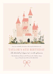 Birthday Invitation - Pink Vintage Princess Castle design preview
