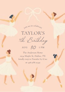 Birthday Invitation - Pink Ballerinas design preview