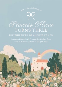 Birthday Invitation - Floral Princess Castle design preview
