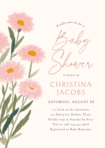 Baby Shower Invitation - Pink Daisies design preview