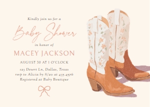 Baby Shower Invitation - Floral Cowgirl Boots design preview