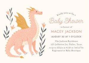 Baby Shower Invitation - Pink Dragon design preview
