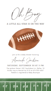 Electronic Baby Shower Invitation - Football - 1109 design preview