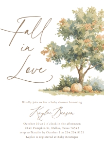 Baby Shower Invitation - Fall in Love (Oak Tree) design preview