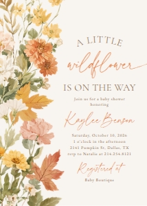 Baby Shower Invitation - Fall Wildflowers: Baby Shower Invitation - Fall Wildflowers