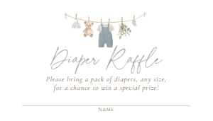 Diaper Raffle Ticket - Blue Overalls Clothesline - 1113 design preview