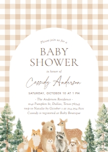 Baby Shower Invitation - Woodland Gingham - 1115: Baby Shower Suite - Woodland Gingham - 1115