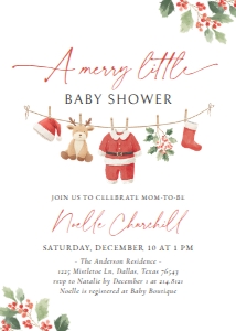 Baby Shower Invitation - Merry Little Baby Shower (Santa Clothesline) design preview