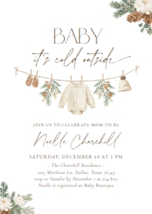 Baby Shower Invitation - Baby It's Cold Outside Clothesline design preview