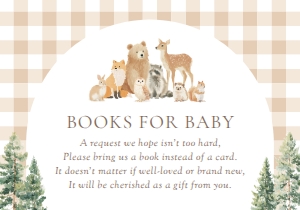 Books for Baby (3.5x5") - Woodland Gingham - 1115: Baby Shower Suite - Woodland Gingham - 1115