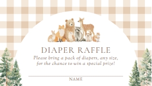 Diaper Raffle Ticket (2x3.5") - Woodland Gingham - 1115: Baby Shower Suite - Woodland Gingham - 1115