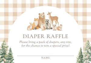 Diaper Raffle Ticket (3.5x5") - Woodland Gingham - 1115: Baby Shower Suite - Woodland Gingham - 1115