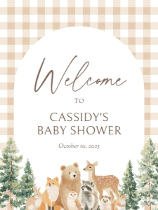 Welcome Sign (18x24) - Woodland Gingham - 1115: Welcome Sign - Woodland Gingham - 1115