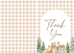 Folded Thank You Card - Woodland Gingham - 1115: Baby Shower Bundle - Woodland Gingham - 1115