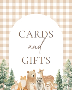 Cards & Gifts Sign (8x10) - Woodland Gingham - 1115: Baby Shower Sign Bundle - Woodland Gingham - 1115