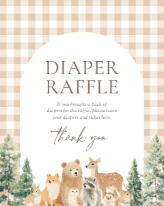 Diaper Raffle Sign (8x10) - Woodland Gingham - 1115: Baby Shower Sign Bundle - Woodland Gingham - 1115