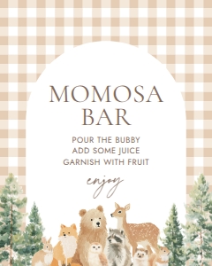 Momosa Bar Sign (8x10) - Woodland Gingham - 1115: Baby Shower Sign Bundle - Woodland Gingham - 1115