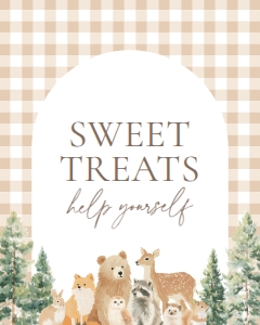 Sweet Treats Sign (8x10) - Woodland Gingham - 1115: Baby Shower Sign Bundle - Woodland Gingham - 1115