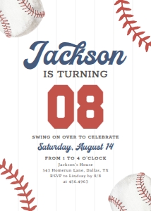 Birthday Invitation - Baseball (Large Number) design preview