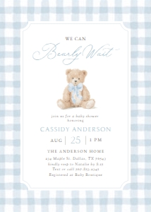 Baby Shower Suite - Blue Gingham Teddy Bear - 1127 design preview