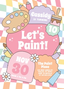 Birthday Invitation - Rainbow Checker Art Party design preview