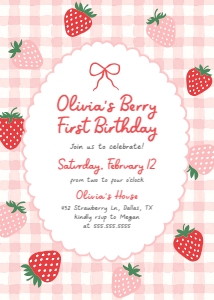 Birthday Invitation - Strawberry (Berry First Birthday) - 9931 design preview