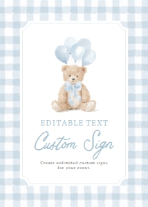 Custom Sign - Blue Gingham Teddy Bear - 9934 design preview