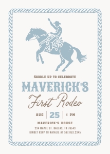 Birthday Invitation - Blue Gingham First Rodeo design preview