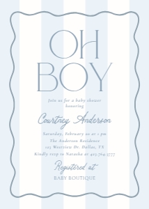 Baby Shower Invitation - Oh Boy Blue Stripes design preview