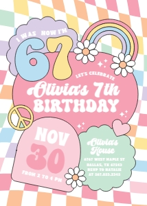 Birthday Invitation - 67 Pastel Checker design preview